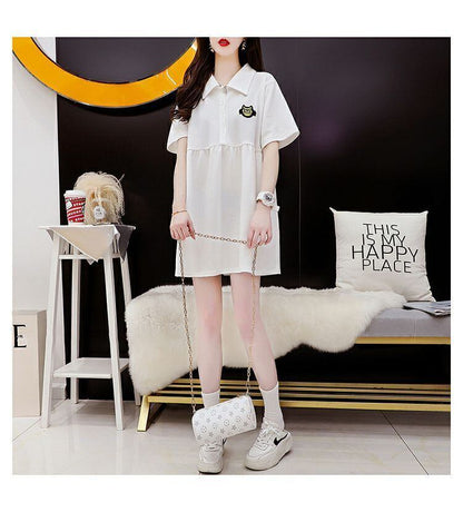 超人気 ゆったり フランスファッションポロ襟ルーズ多用途 3色 半袖Tシャツ＜U-9090＞