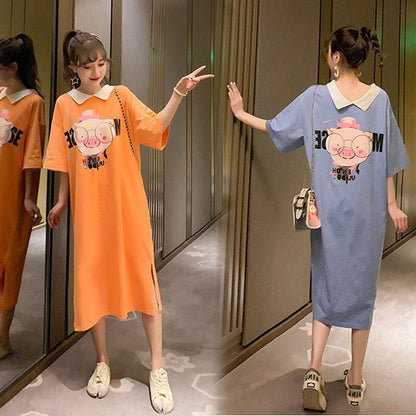 美人度アップ プリント カジュアル 両面着る ワンピース＜U-8453＞