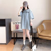 人気商品再入荷 アバンギャルド 着回し力抜群 ルーズ デニム 半袖Tシャツ<U-8804>