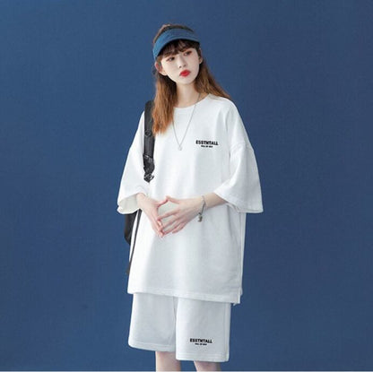 【半額セール】早い者勝ち  男女兼用 半袖Ｔシャツⅹパンツセット全4色<U-6549>