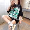 個性的なデザイン 切り替え 一目惚れ プリント Tシャツ カットソー＜U-3400＞