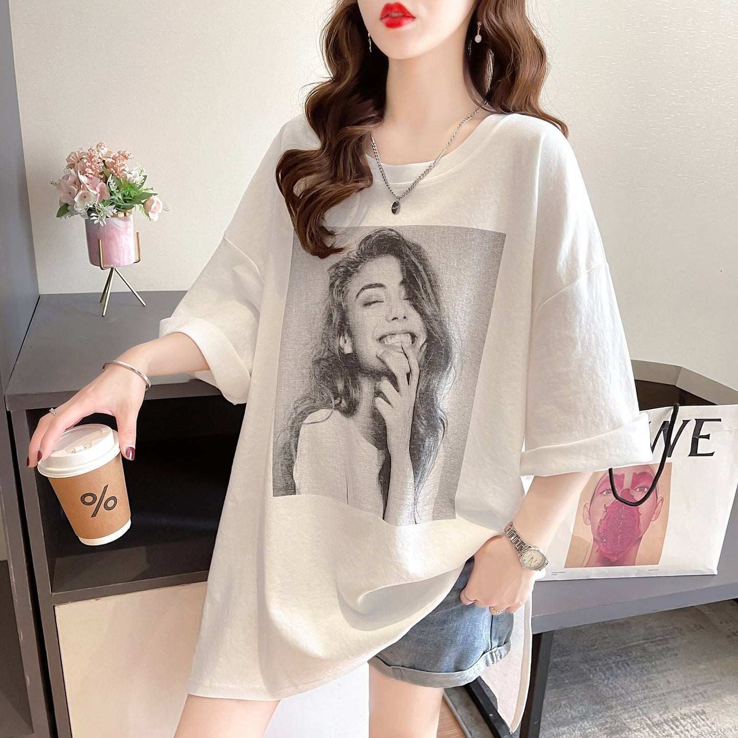 スタイリッシュ プリント 一目惚れ Tシャツ カットソー＜U-3300＞