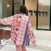 スタイルアップ効果抜群 切り替え カジュアル チェック柄 全2色 シャツ ＜U-9177＞