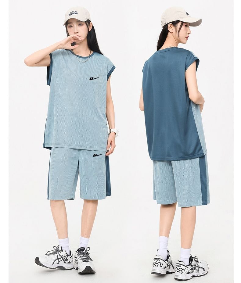 売り切れ必至 ファッション 超人気 男女兼用 ノースリーブＴシャツⅹパンツセット全5色<U-8754>
