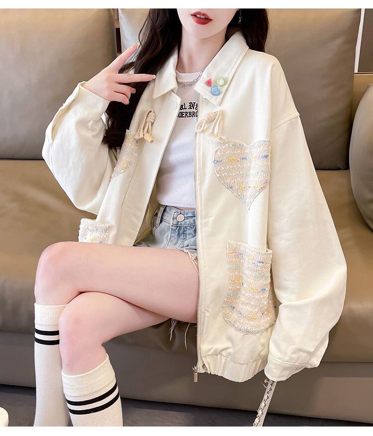韓国風ファッションおしゃれ度高め 2色選択 柔らかくて優しい印象 ジャケット <U-9505>