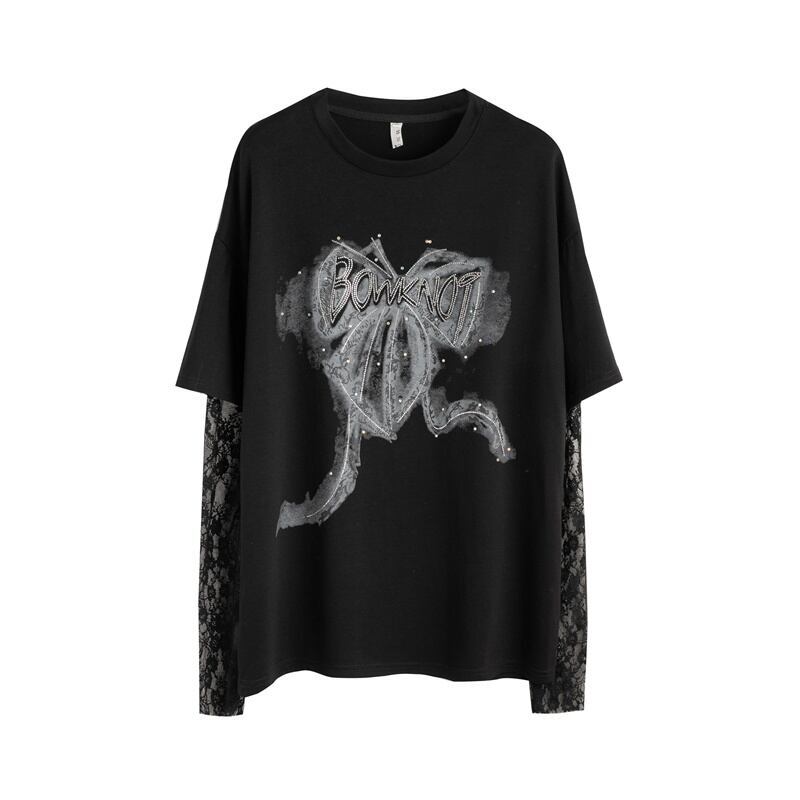 話題沸騰中 レイヤード風 美人度アップ ルーズ Tシャツ ＜U-8707＞