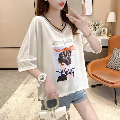 着心地抜群 3色選択可 女性力を高める Vネック Tシャツ カットソー＜U-3094＞