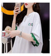 アルファベット プリント ドロップショルダー ロングTシャツ ゆったり＜U-2888＞