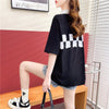 デザイン感 切り替え チャーミング プリント Tシャツ カットソー＜U-3586＞