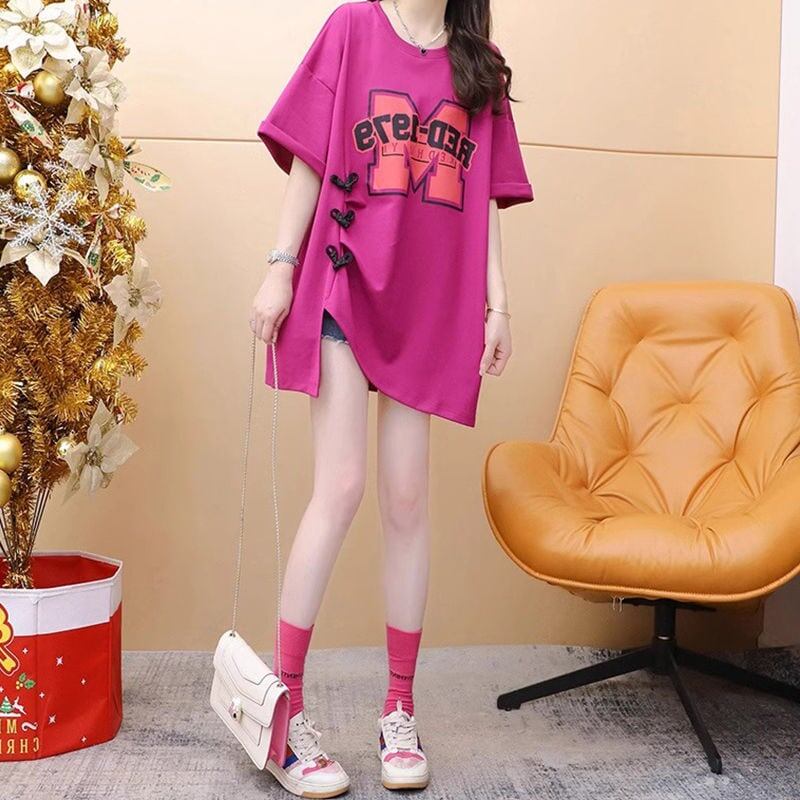 超人気 特別デザイン 美人度アップ ゆったり二色 半袖Tシャツ＜U-8038＞