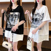 絶対流行 レイヤード風 レース プリント全2色 半袖Tシャツ<U-8821>