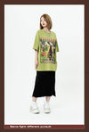 アメリカンレトロ絵画ウサギ半袖Tシャツカップル男女同スタイル<U-2910>