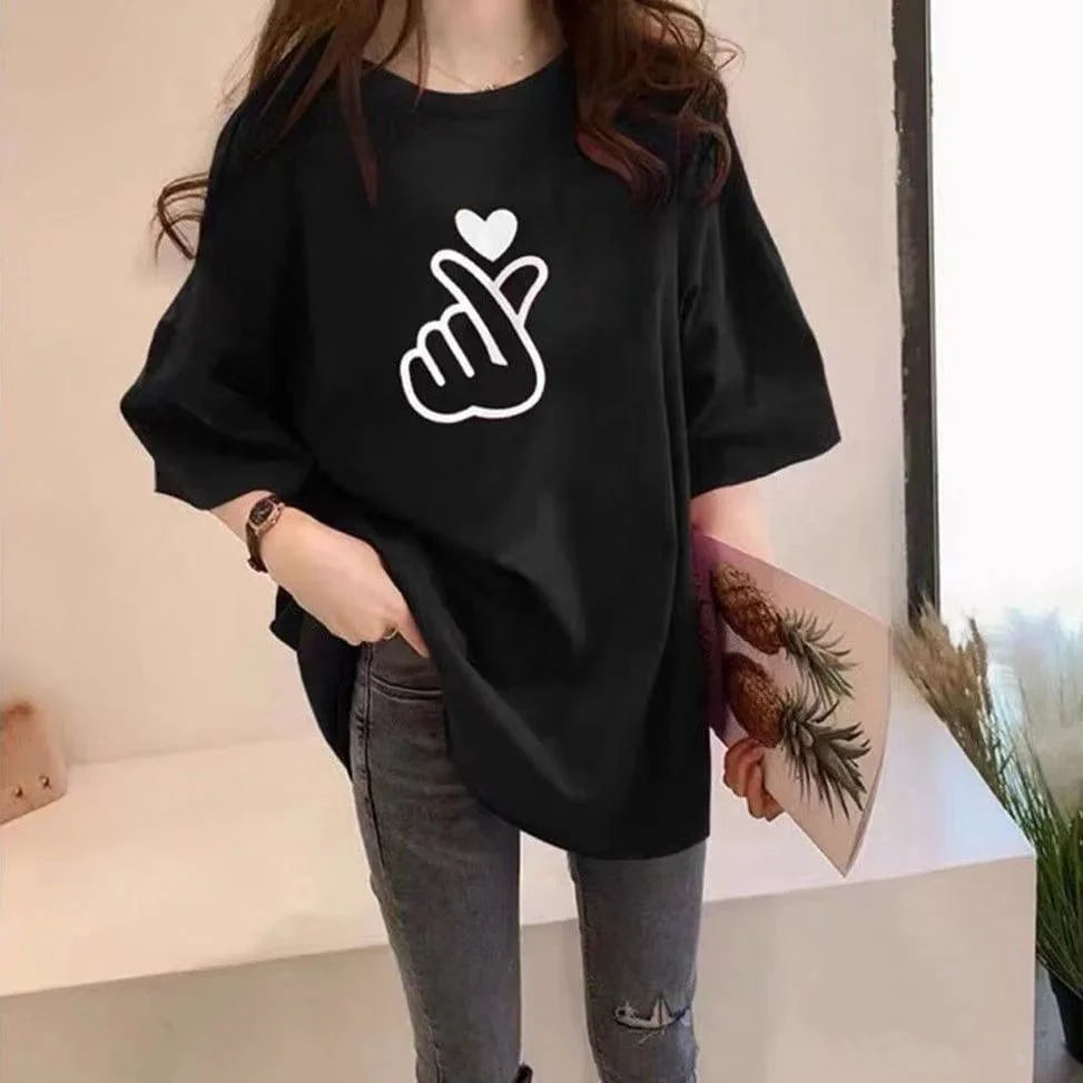 組み合わせやすい Tシャツ プリント 七色 ゆったり半袖＜U-2968＞
