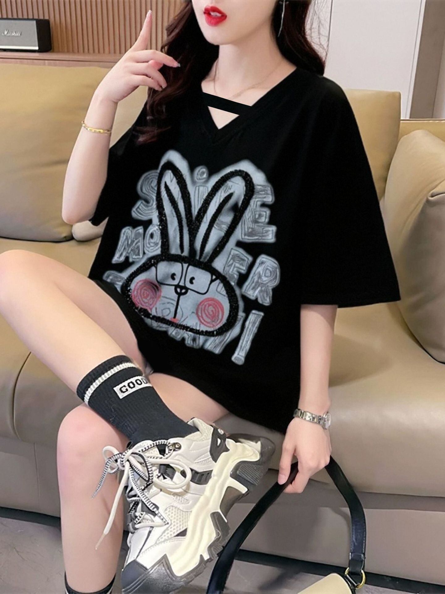 キュート 好感度UP 海外トレンド カジュアル 全4色 半袖 Tシャツ ＜U-11097＞