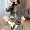 高級外国風千鳥格子半袖Tシャツ夏の新スタイル<U-2983>