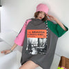 売り切れ必至 プリント カジュアル 切り替え 半袖Tシャツ カットソー＜U-8257＞