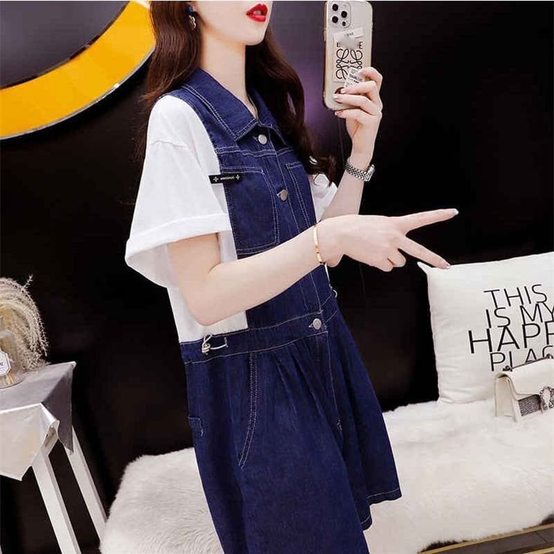 スタイリッシュ 切り替え 一目惚れ Tシャツ カットソー ワンピース＜U-3598＞