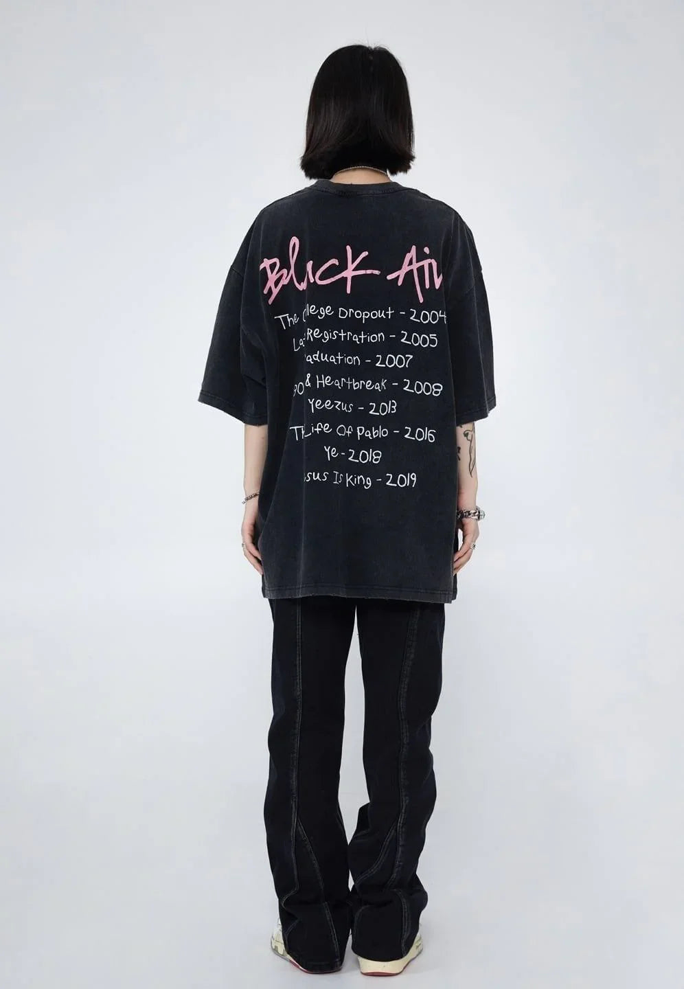 見逃し厳禁 ファッション ストリート系 ヴィンテージ加工 プリントTシャツ ＜U-2893＞