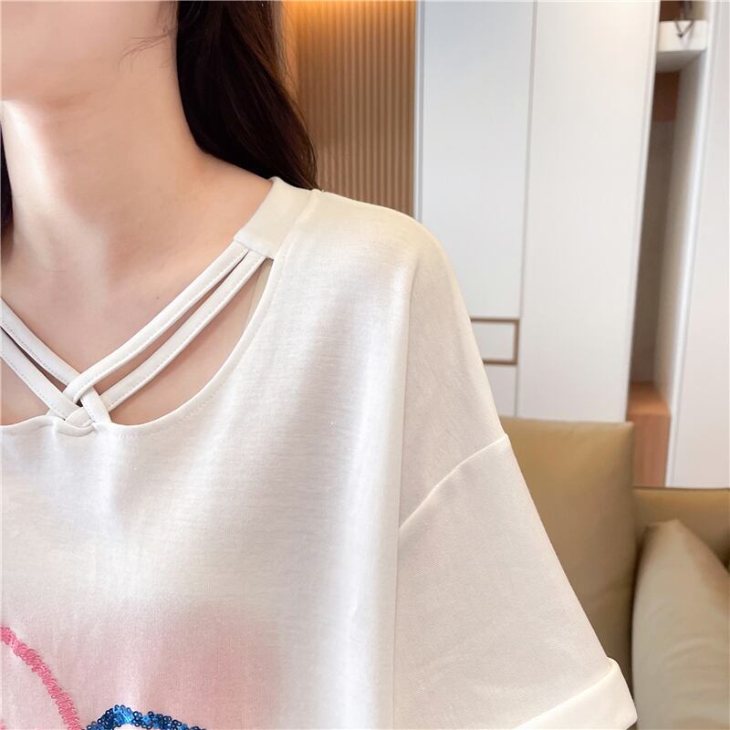 今季マストバイ スウィート 特別デザイン プリント 全2色 半袖Tシャツ<U-8538>