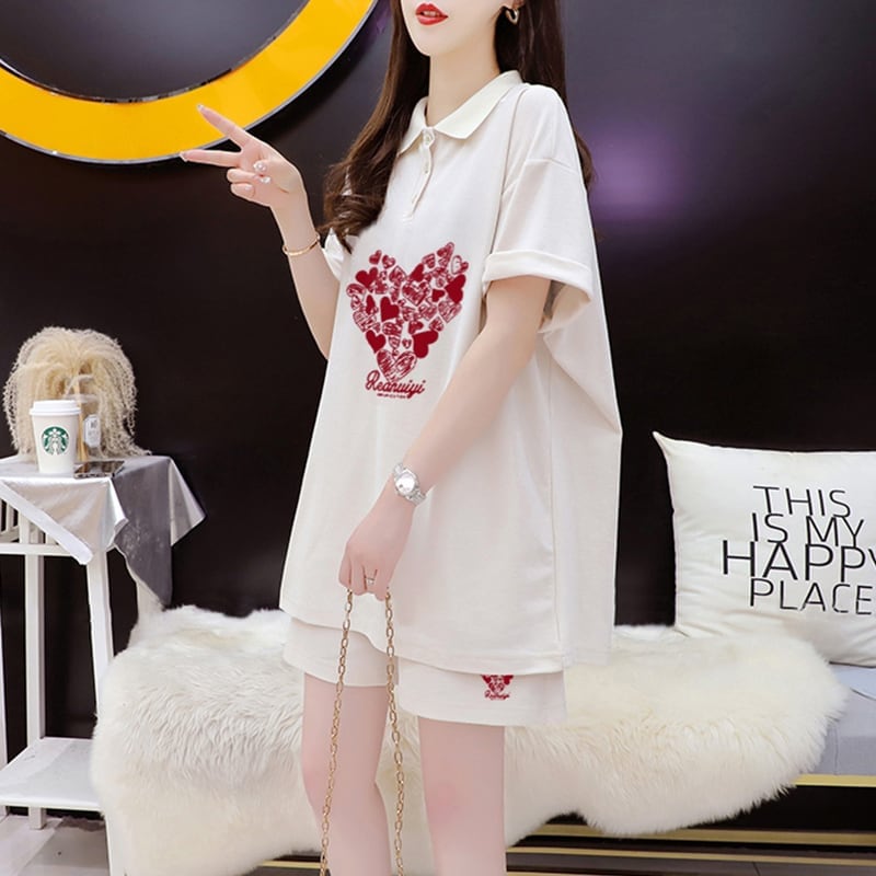 売り切れ必至 シンプル 清涼感たっぷり 半袖Tシャツ＋パンツ セットアップ＜U-8195＞