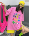 売り切れ必至 プリント三色 個性派 ゆったり 半袖Tシャツ ＜U-8462＞