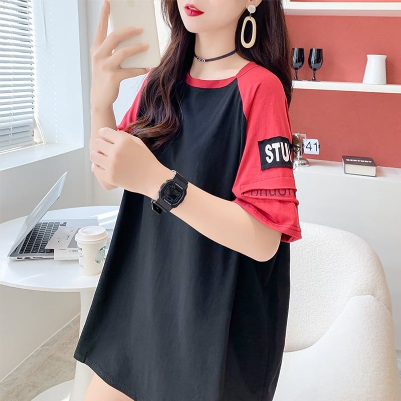 ゆったり感アップ 切り替え 一目惚れ プリント Tシャツ カットソー＜U-3533＞