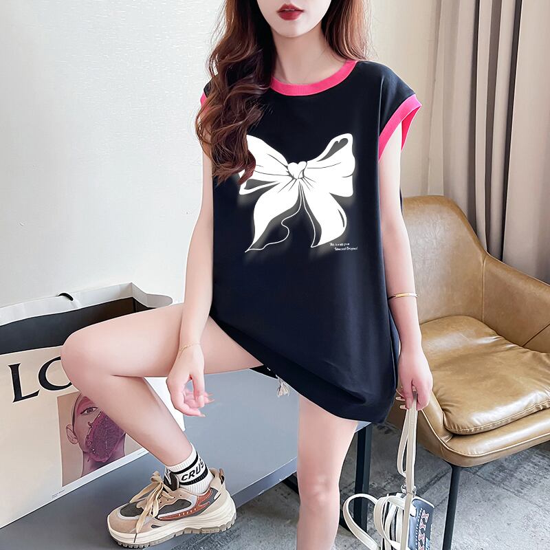 超人気 プリント全4色 軽い生地が夏にぴったり！ ノースリーブ Tシャツ カットソー＜U-9075＞