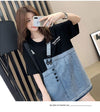 個性的なデザイン 2色選択可 一目惚れ レイヤード風 Tシャツ カットソー＜U-8286＞