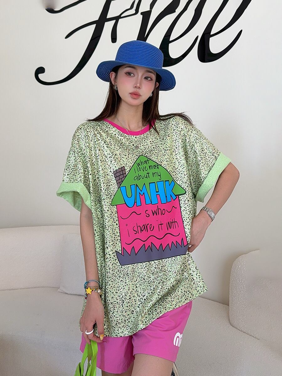個性派 売れ筋 おすすめ 絶対流行 早い者勝ち カジュアル 2色選択 Tシャツ<U-11373>