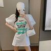 話題沸騰中 パフスリーブ ファッション プリント 全2色 半袖 Tシャツ <U-8662>