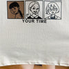 早い者勝ち グラフィック POLOネック プリント ロング ラグランTシャツ ゆったりワンピース＜U-4027＞