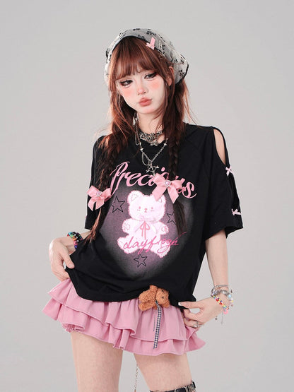 着回し力抜群 レース スウィートプリント 全2色 半袖Tシャツ ＜U-8711＞