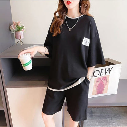 カジュアル 切り替え オシャレ度満点 Tシャツ＋ショートパンツ セットアップ＜U-3554＞