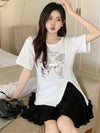 絶対欲しい キュート 超人気 ピンク プリント スパンコール 3色選択 半袖Tシャツ＜U-8570＞