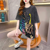 おすすめ ストリート系 ヴィンテージ加工 プリントTシャツ ゆったり半袖＜U-3022＞
