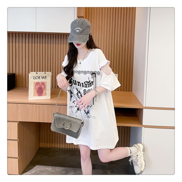話題沸騰中 切り替え スウィートプリント 全2色 半袖Tシャツ ＜U-8652＞