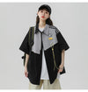 シンプルだけど一癖あるコーデ 切り替え レイヤード風 全2色 半袖Tシャツ<U-9046>