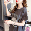 好感度満載 プリント 美感いっぱい Tシャツ カットソー ワンピース＜U-3599＞