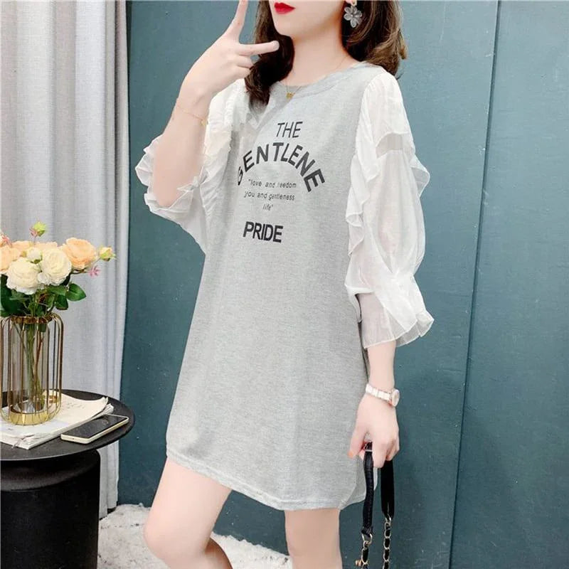 個性的なデザイン 切り替え スタイリッシュ ワンピース Tシャツ カットソー＜U-3117＞