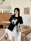 絶対欲しい キュート 超人気 ピンク プリント スパンコール 3色選択 半袖Tシャツ＜U-8570＞
