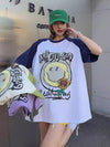 おすすめ アルファベット 個性派 プリントTシャツ ゆったり半袖＜U-8114＞