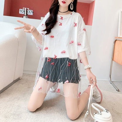 今季大好評 チュール 好感度満載 切り替え Tシャツ カットソー＜U-3190＞