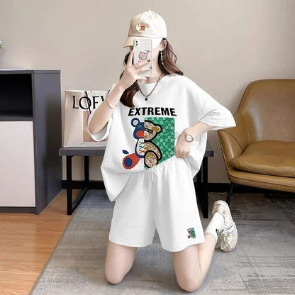 真夏も快適 全4色 軽くて涼しくて可愛い！カジュアル 半袖 Tシャツ ショートパンツ セットアップ ＜U-9204＞