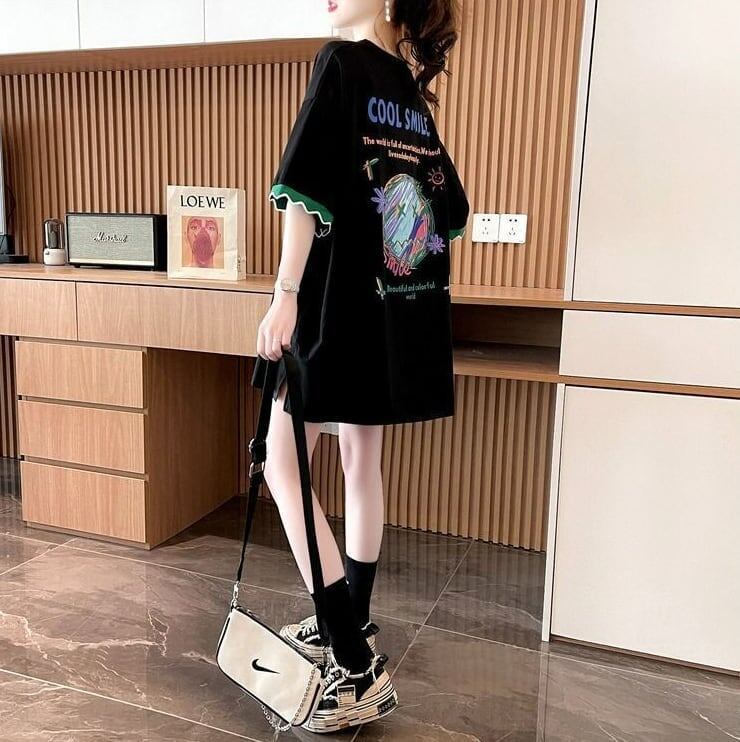 【半額！期間限定！！】デザインセンスニッチなミドル丈半袖Tシャツ新スタイル<U-3007>