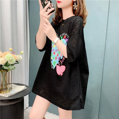 スタイリッシュ 切り替え 一目惚れ プリント Tシャツ カットソー＜U-3579＞