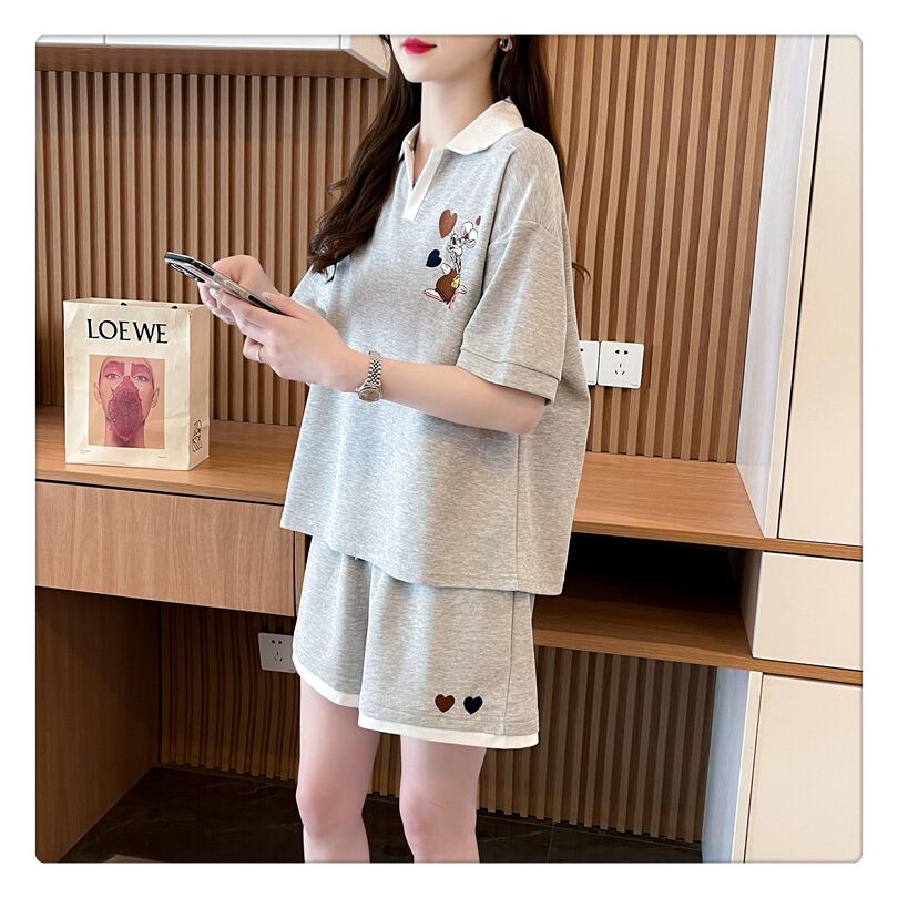 定番シンプル 切り替え カジュアル 半袖Ｔシャツⅹパンツセット全3色 <U-8267>