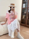 スウィート ワンちゃんロゴ 韓国系 ゆったりTシャツ半袖<U-4882>