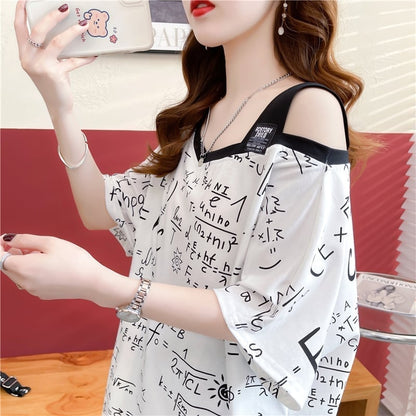 着心地抜群 切り替え 女性力を高める プリント Tシャツ カットソー＜U-3572＞