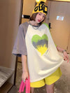 絶対欲しい プリント ロゴ カラーマッチング ゆったり 3色半袖Tシャツ＜U-8383＞