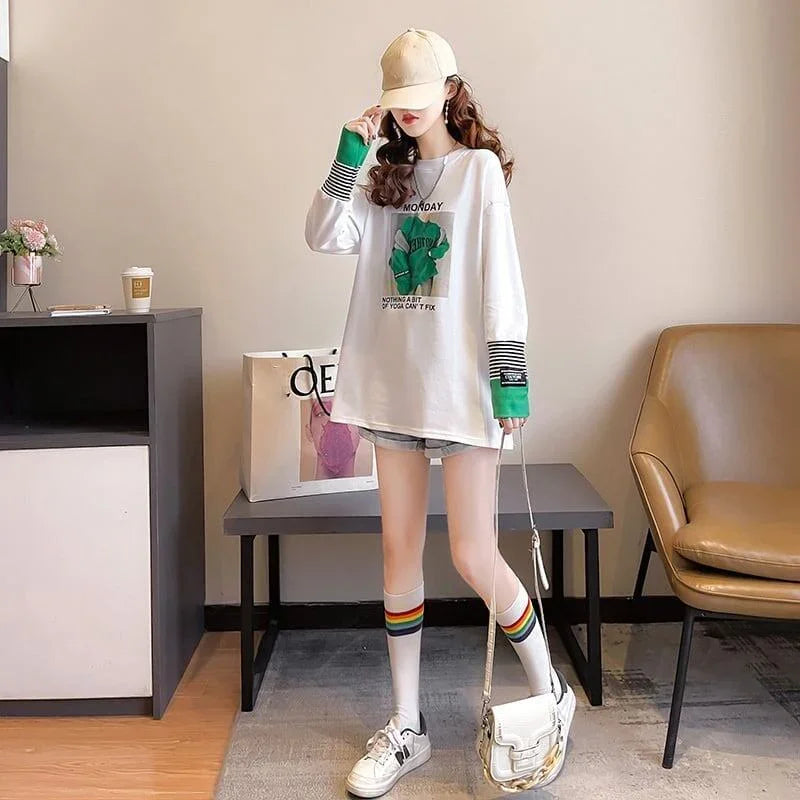 女性力を高める ラウンドネック 着心地抜群 プリント Tシャツ カットソー＜U-2865＞